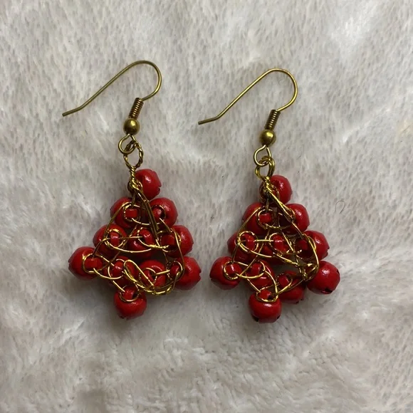 Jingle bell Christmas tree earrings - Picture 3 of 4